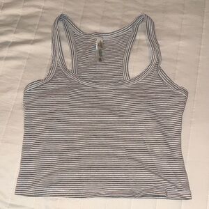 Striped Gray and White Women's Tank Top